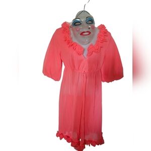 Vibrant Pink Ruffled night gown jacket